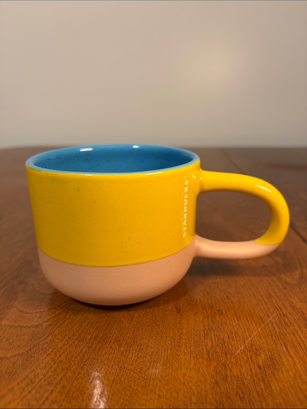 Starbucks Colorblock Mug Yellow Blue Speckled Cozy Coffee Cup